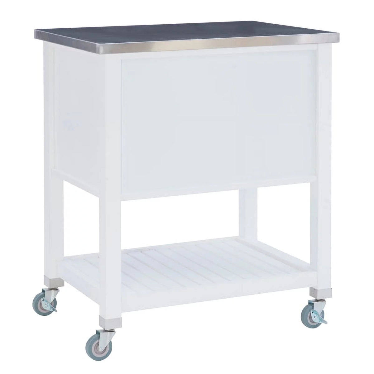 White Wood Stainless Steel Top Kitchen Cart L8859