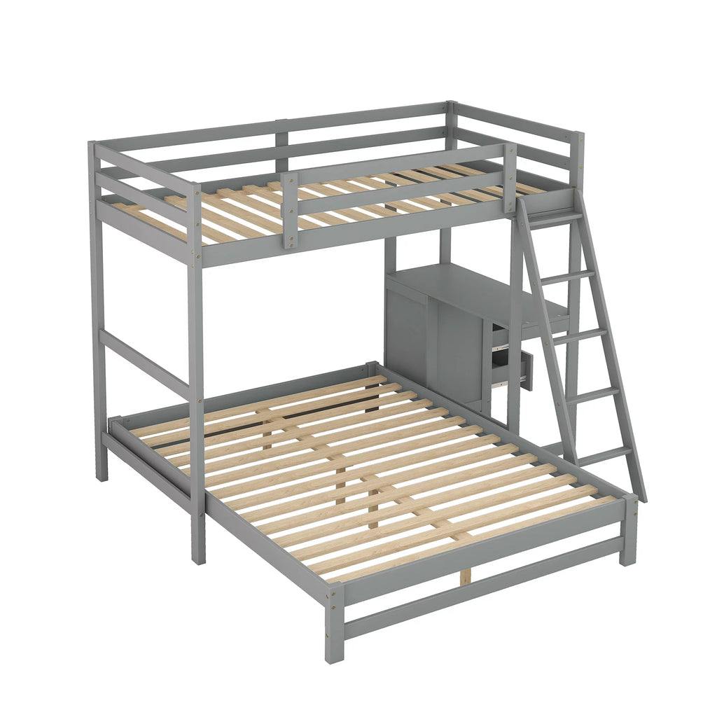 Twin over Full Bunk Bed with Desk and Drawers N64180
