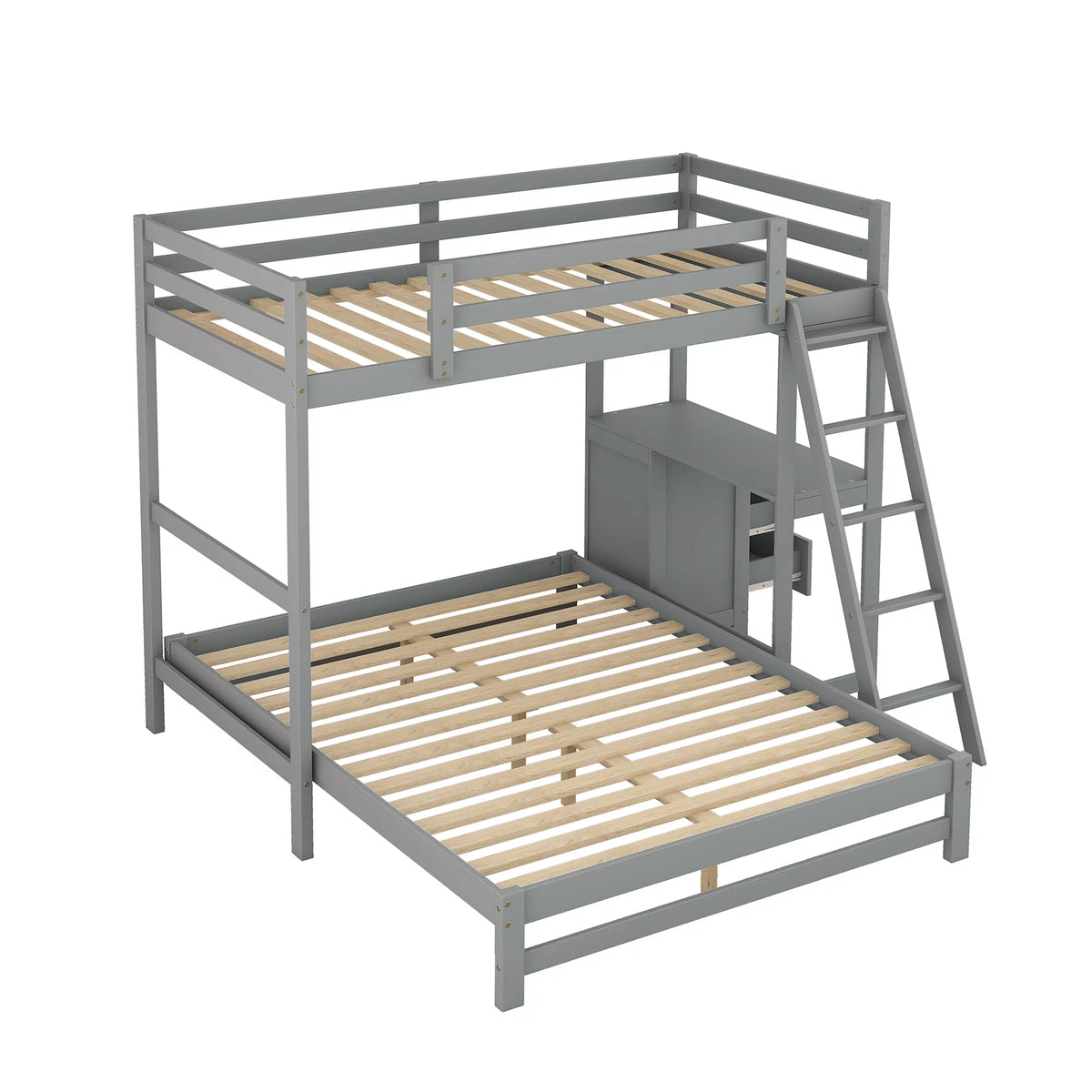 Twin over Full Bunk Bed with Desk and Drawers N64180