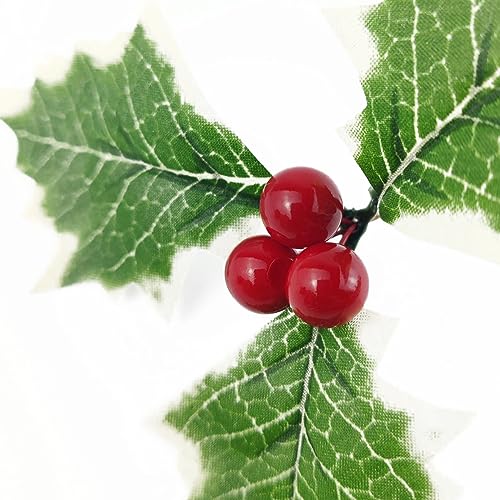 Artificial Holly Berries with Green Leaves V566335