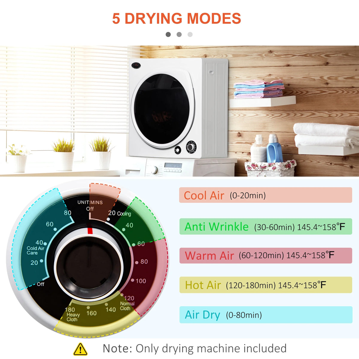 1350W 3.22 Cu. Ft. Portable Clothes Dryer C897