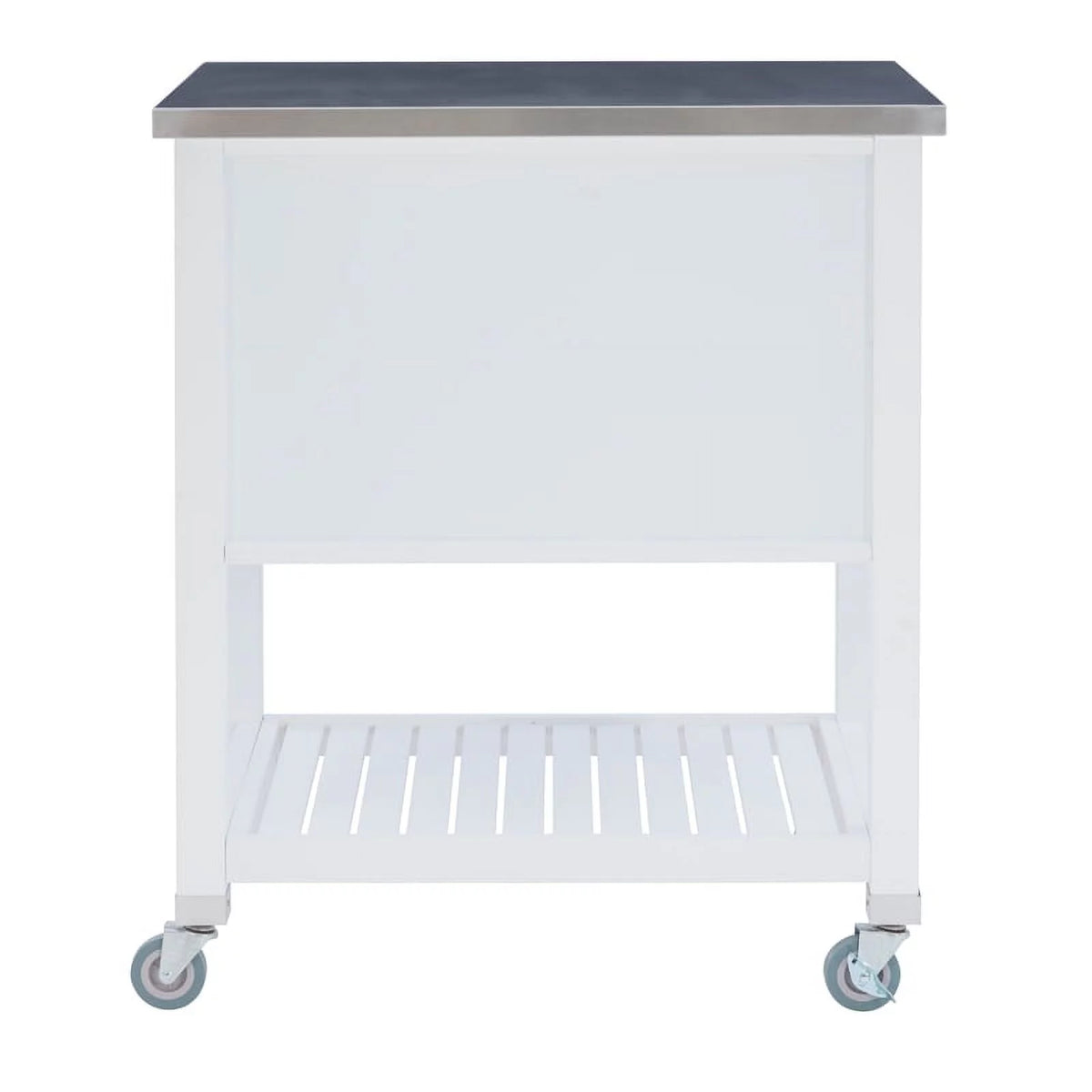White Wood Stainless Steel Top Kitchen Cart L8859