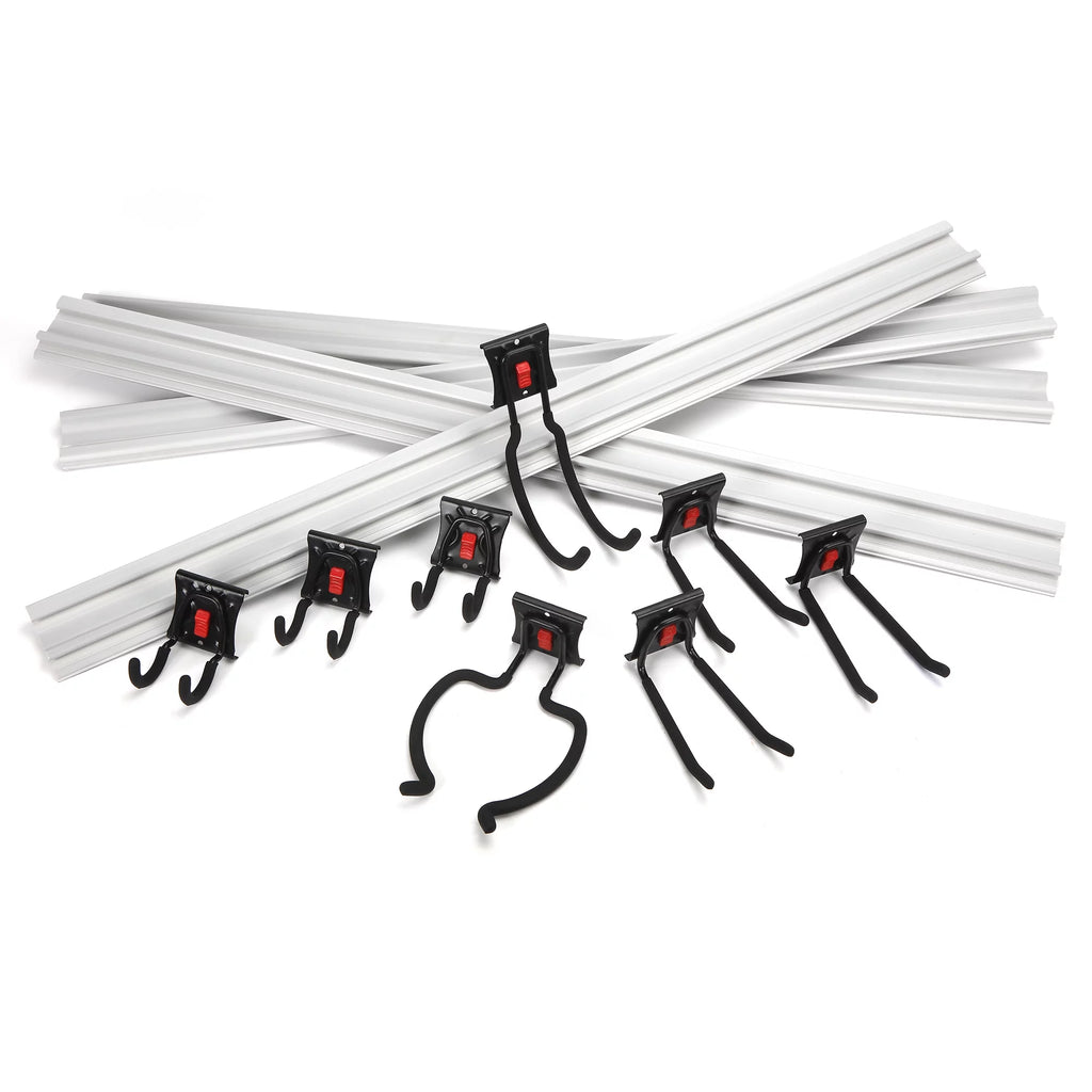12-Piece Quick-Release Snap Rail Kit Garage Organizer System C62344