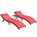 3 Pieces PE Rattan Folding Patio Chaise Chair Set with Table Z610550