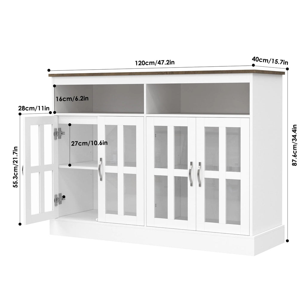 White Sideboard with Glass Doors T31038