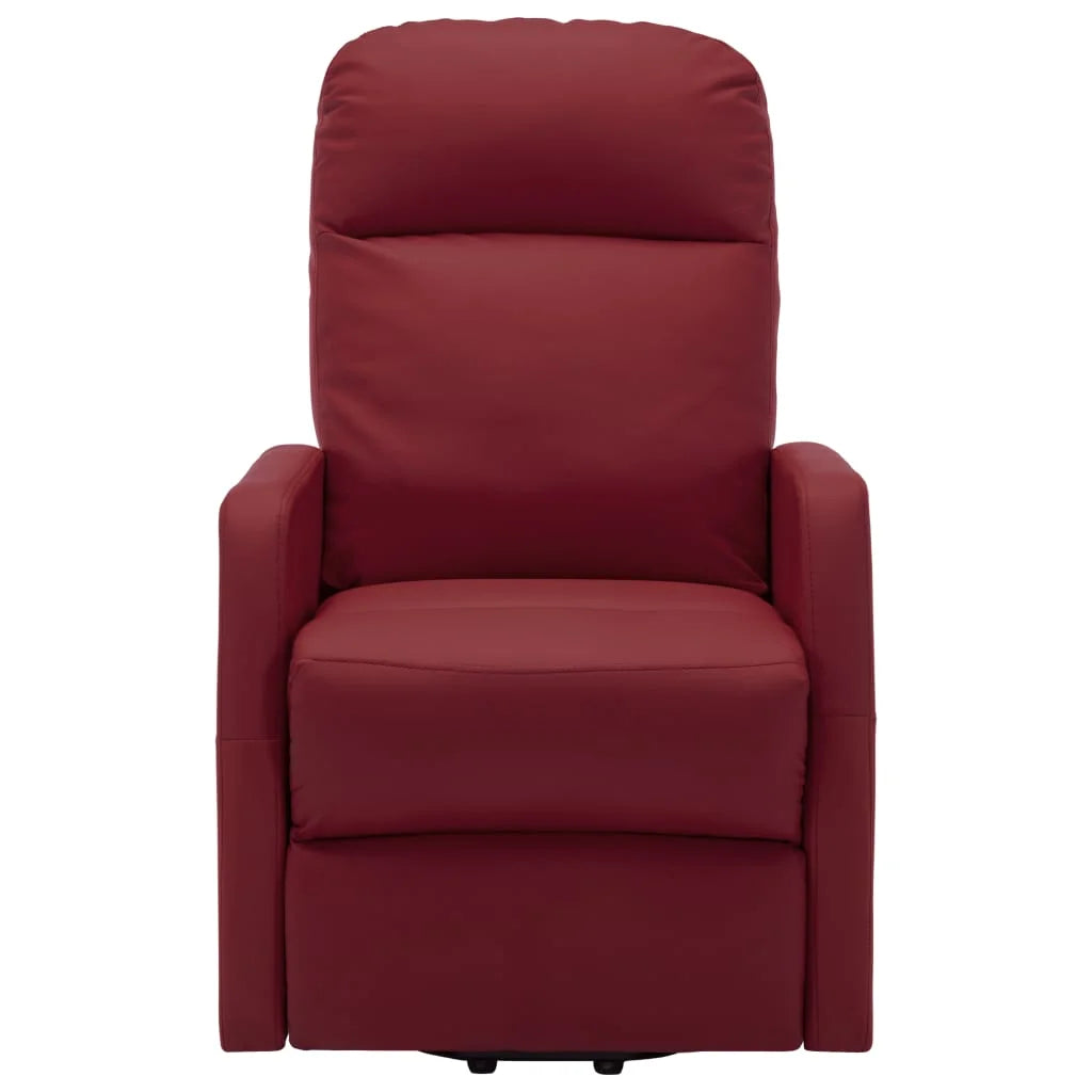Wine Red Faux Leather Power Lift Massage Recliner K7690