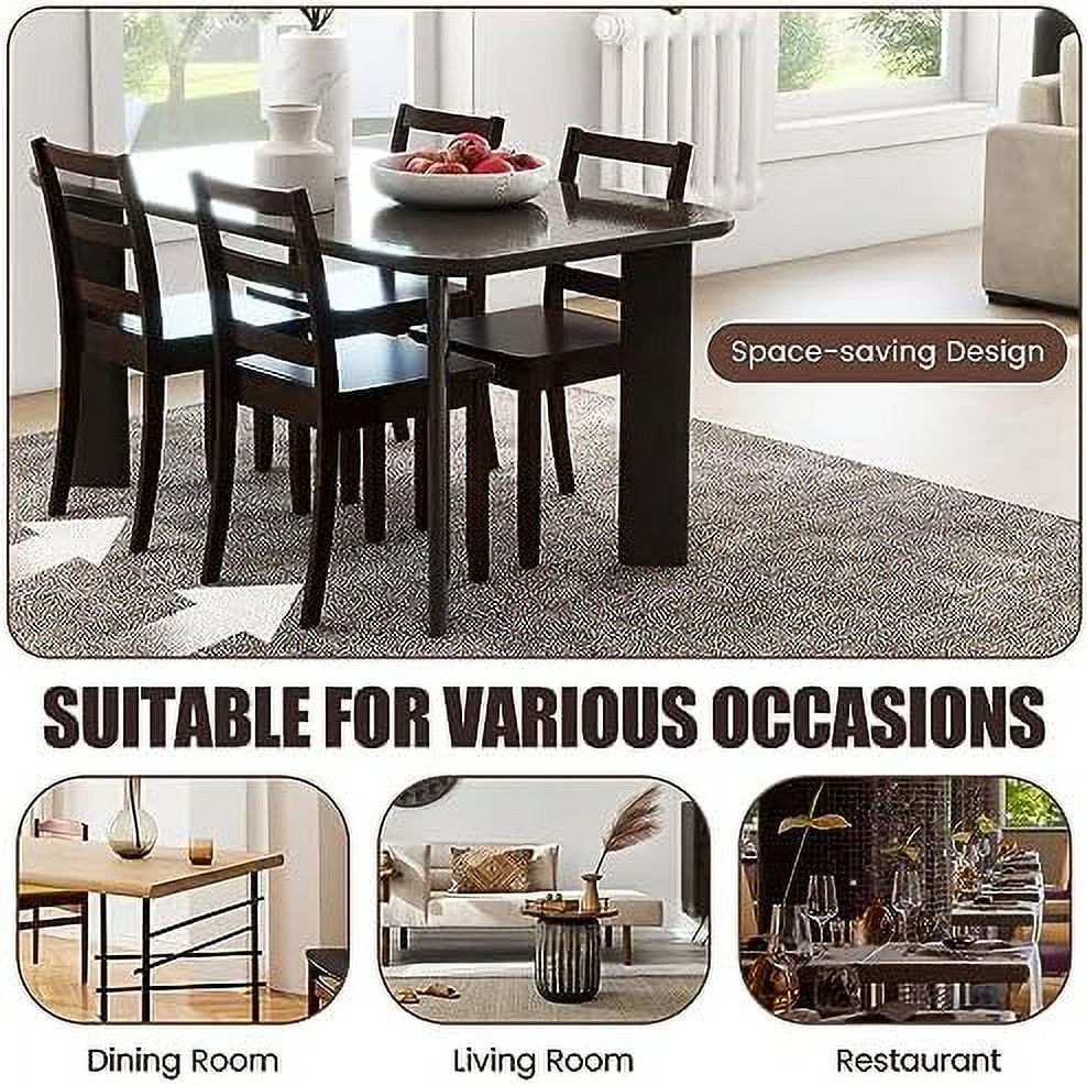 Dining Chairs Set of 2 Ladder Back Rubber Wood Legs S9964