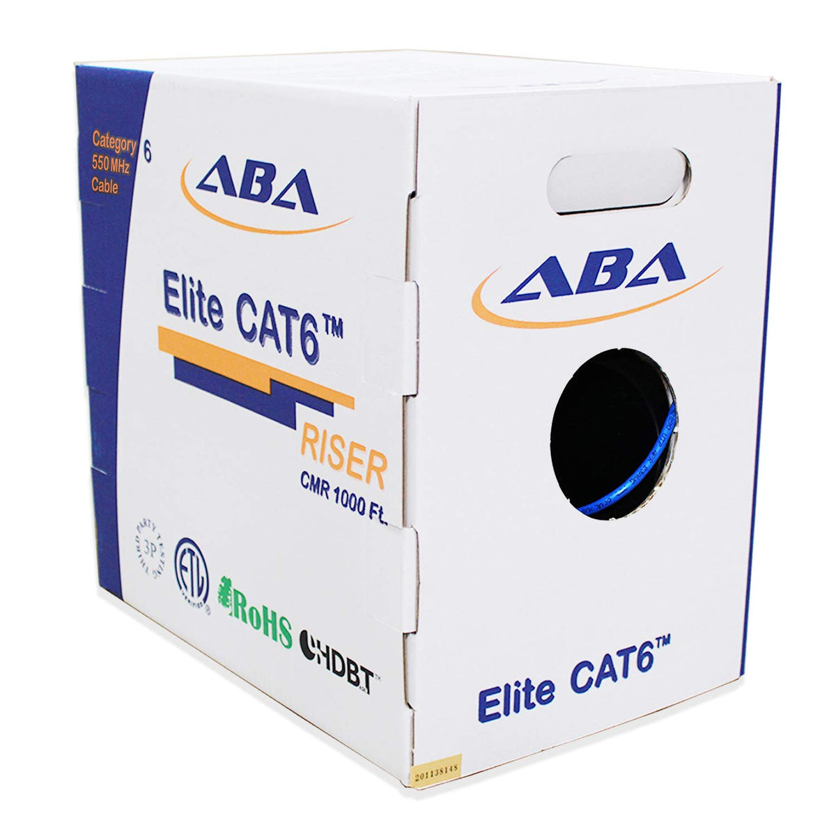 Blue 1000ft Cat6 Riser UTP 23AWG Solid Bare Copper Ethernet Cable O172