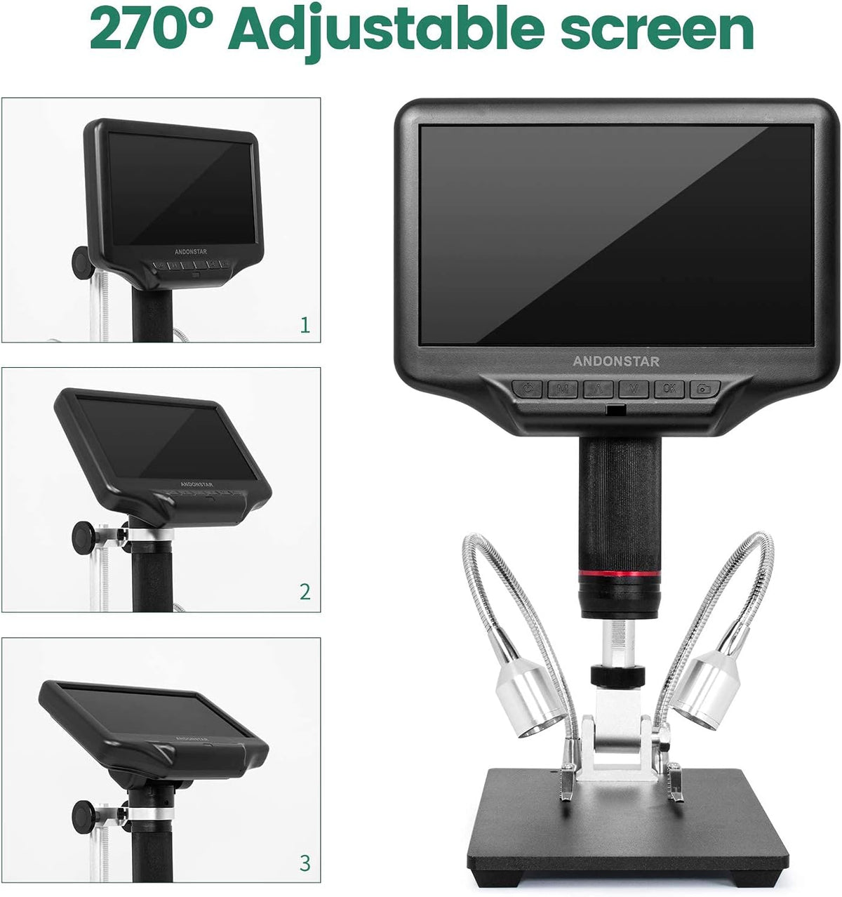 1080P 4MP Digital Microscope with 7-inch LCD and 270X Magnification N586545