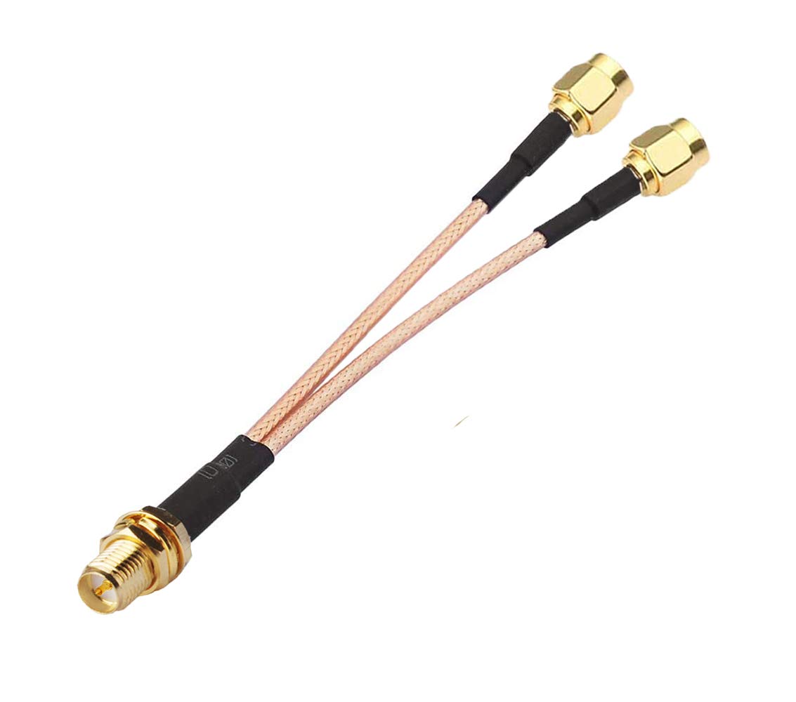 SMA Female to Dual SMA Male Cable Splitter Combiner 6-inch +2pcs SMA Female to TS9 Male Adapter I546