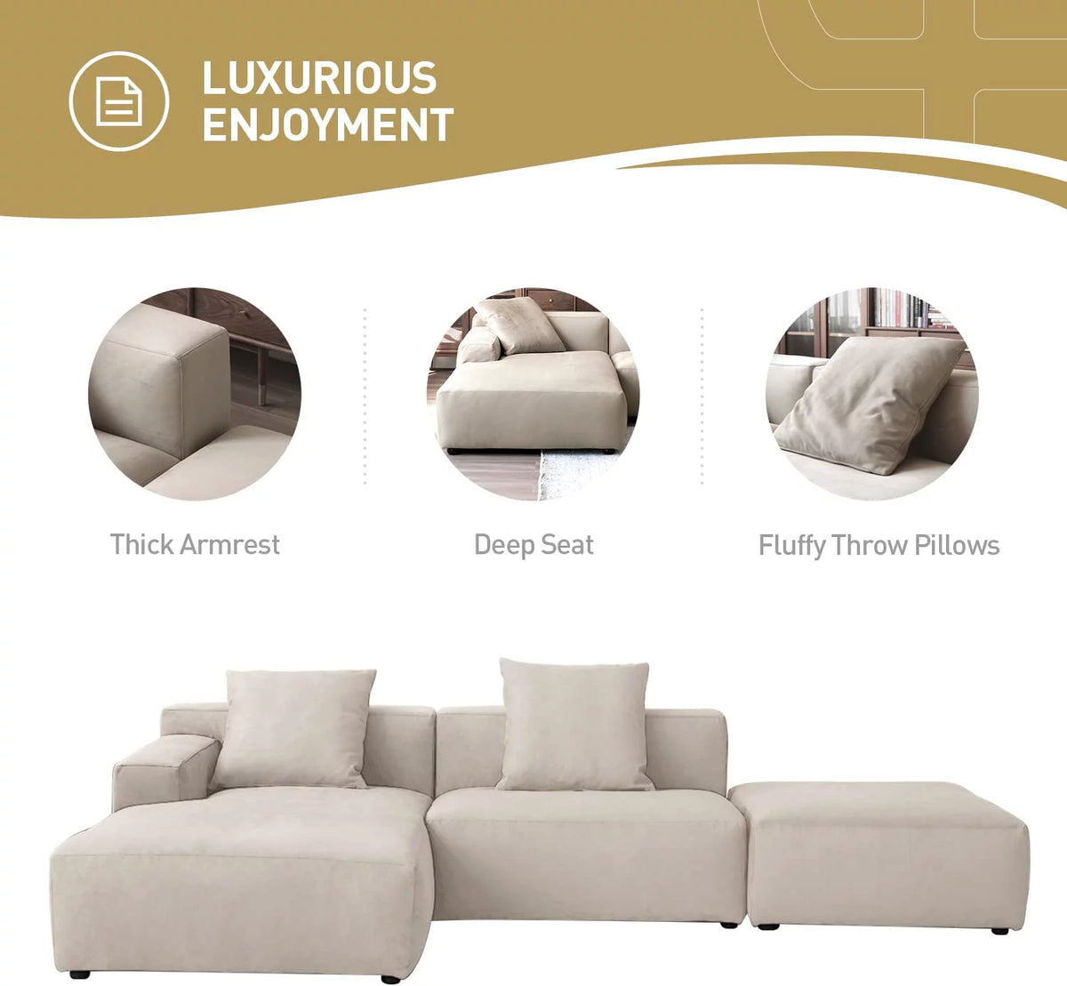 L-Shape Sectional Sofa Set with Chaise Lounge Q8077