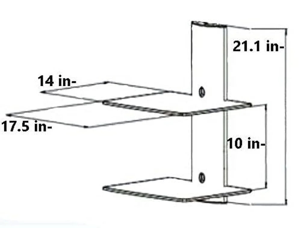 High Gloss Black Double Shelf Wall Mounted AV Component Shelving System with 2 Tempered Glass Shelves F97795