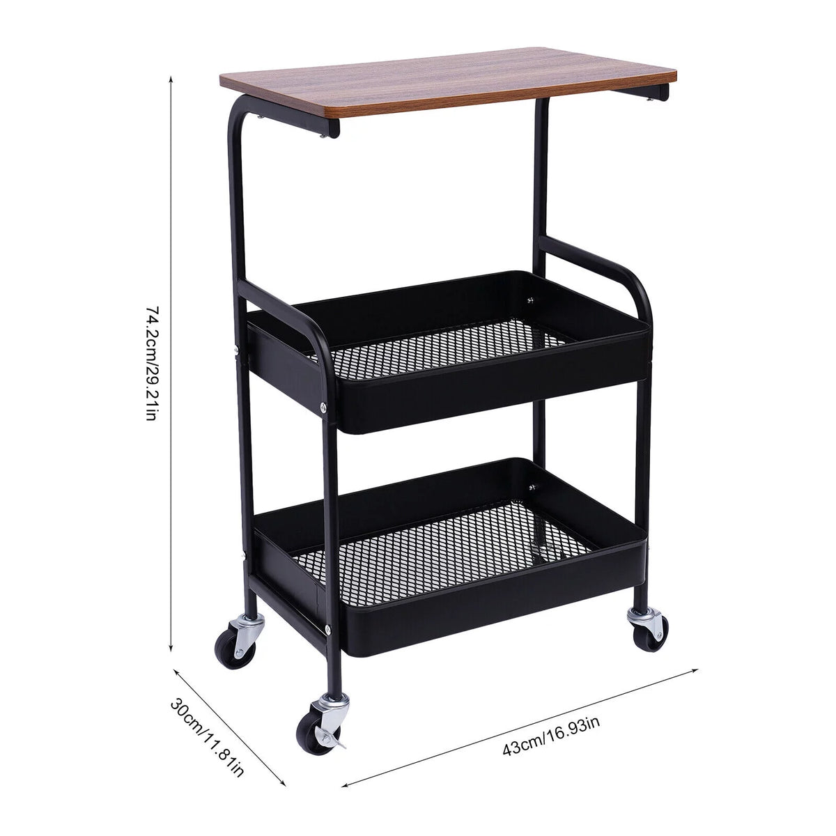 3 Tier Rolling Printer Cart with Wheels Black O220813