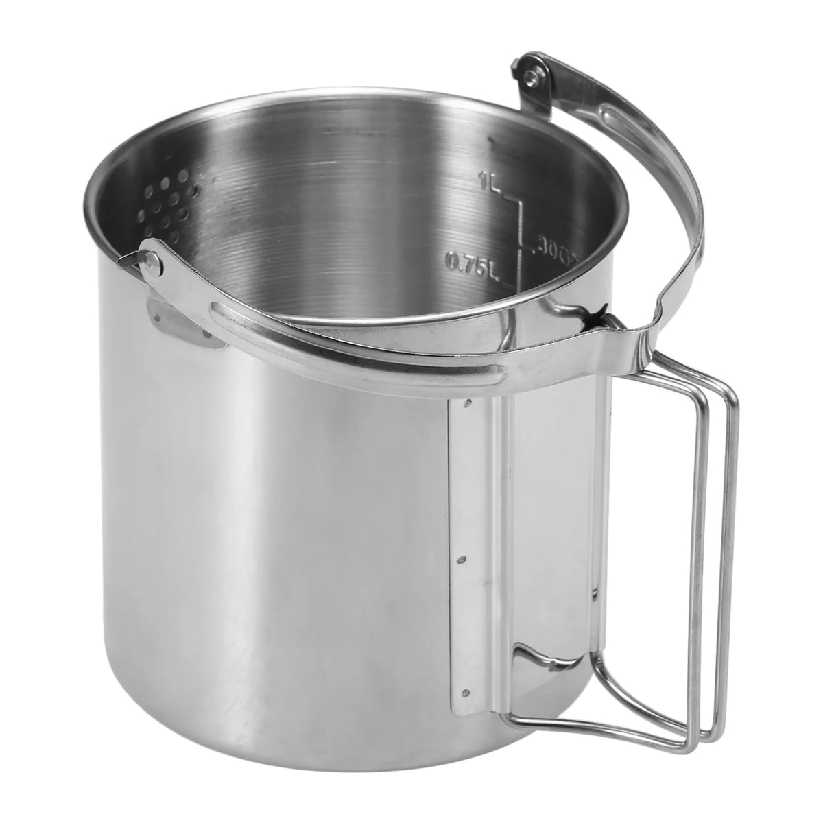 1L Stainless Steel Camping Kettle with Foldable Handle X1342