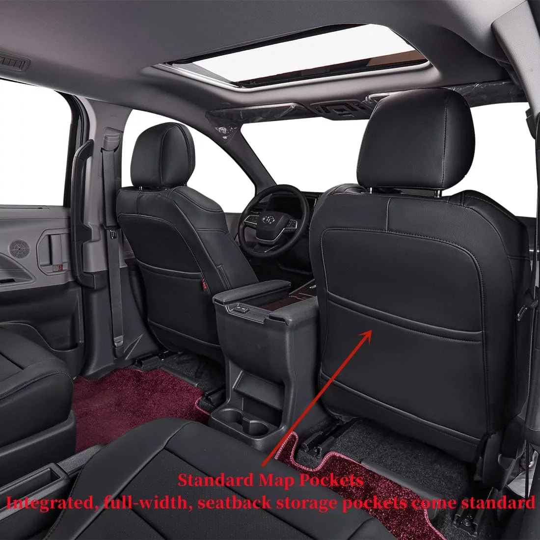 Custom Fit 8 Seats Breathable Leatherette Auto Seat Covers Full Set Black Y11137