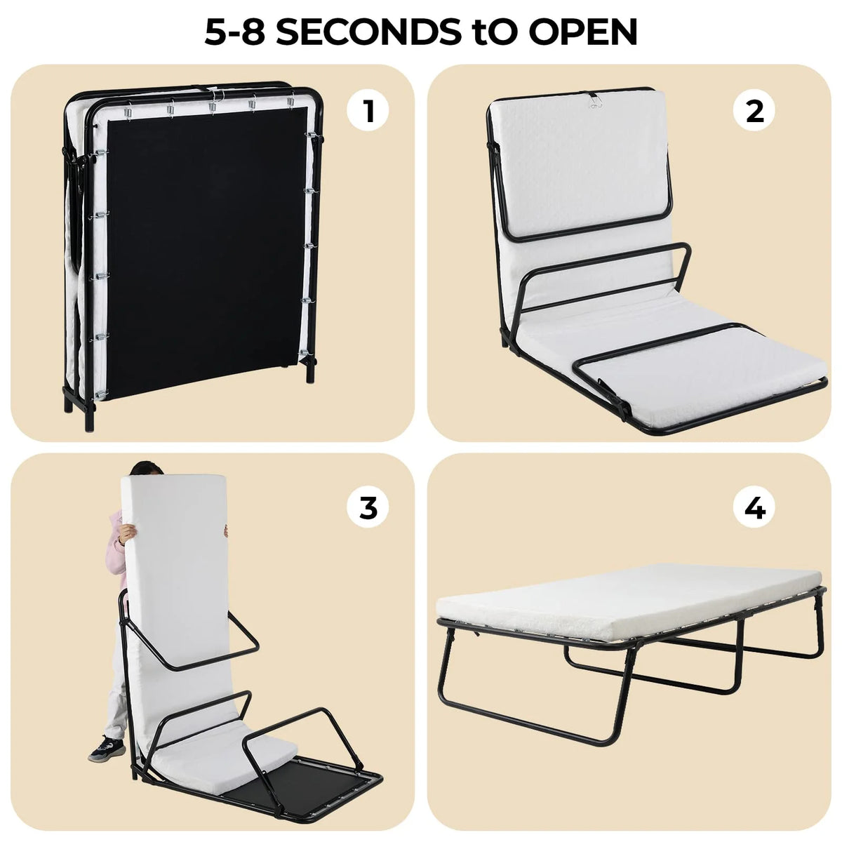 Folding Bed with Memory Foam Mattress E21455