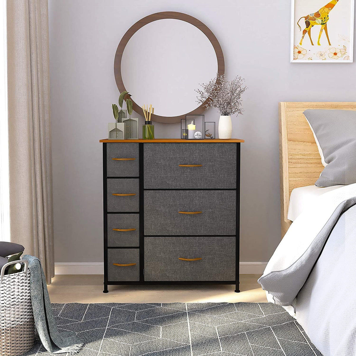 Cool Gray 7 Drawer Fabric Dresser R81093