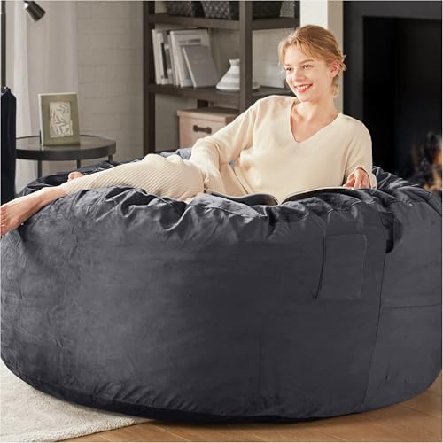 Charcoal Grey 4 FT Machine Washable Mink Bean Bag Chair T282270