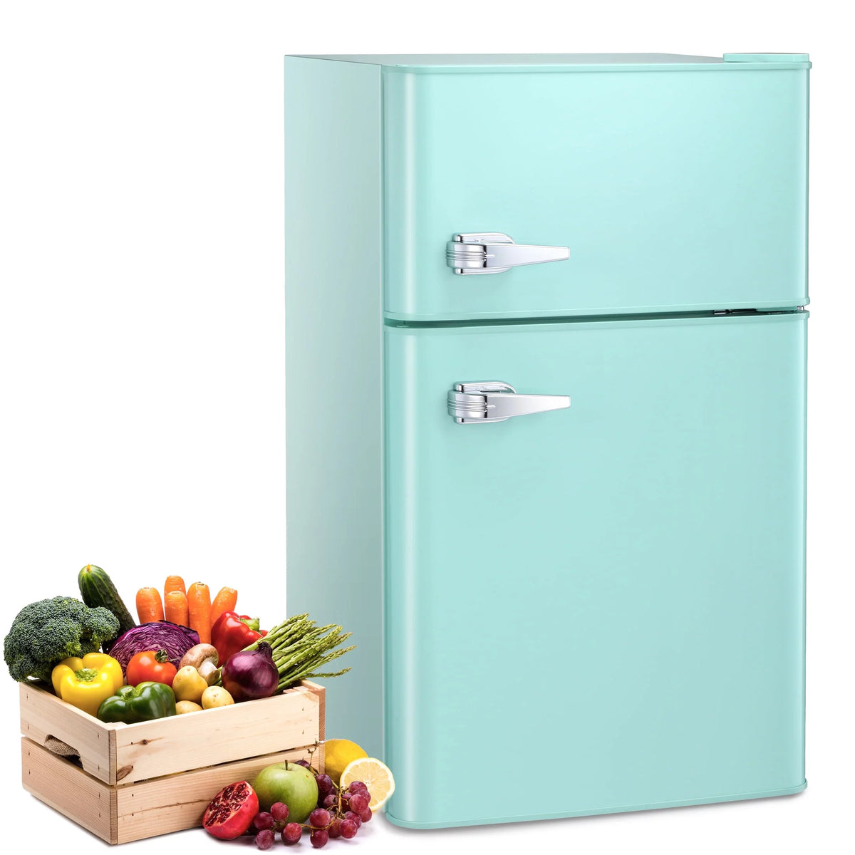 3.2 Cu.Ft Double Door Mini Fridge with Freezer, Black C847859