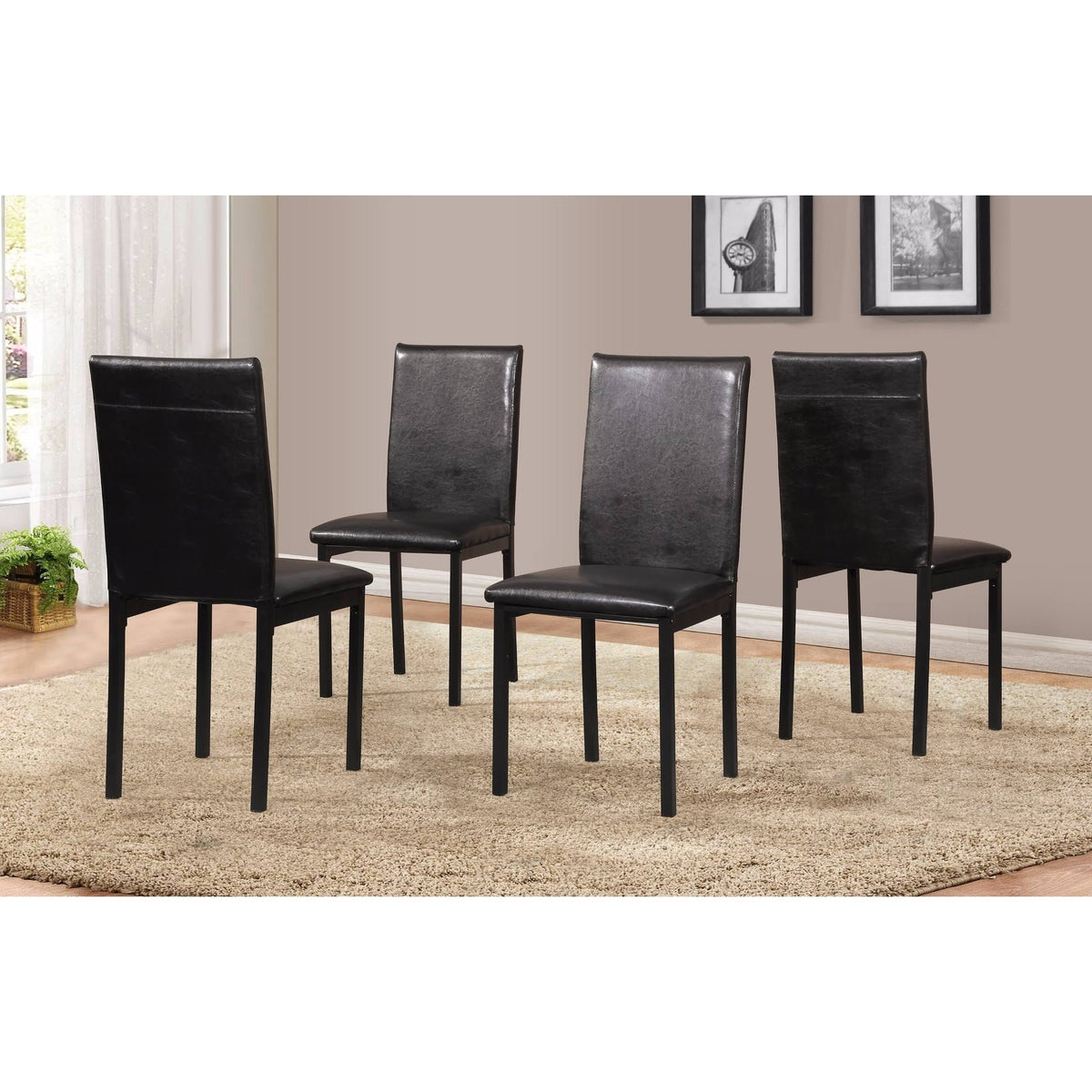 Black Faux Leather Dining Chair Set of 4 V7973