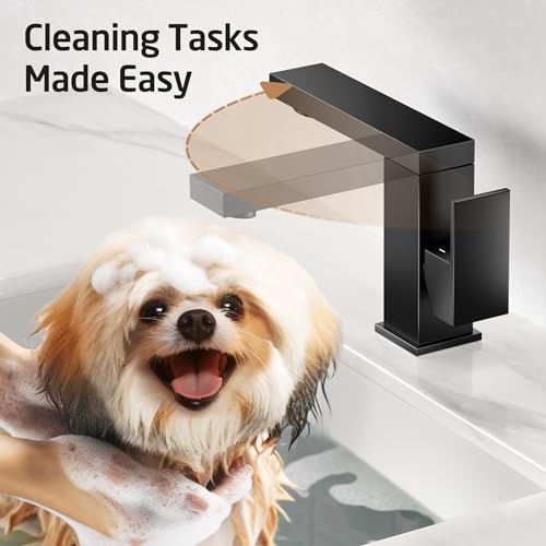 Matte Black Stainless Steel Swivel Bathroom Faucet L59896