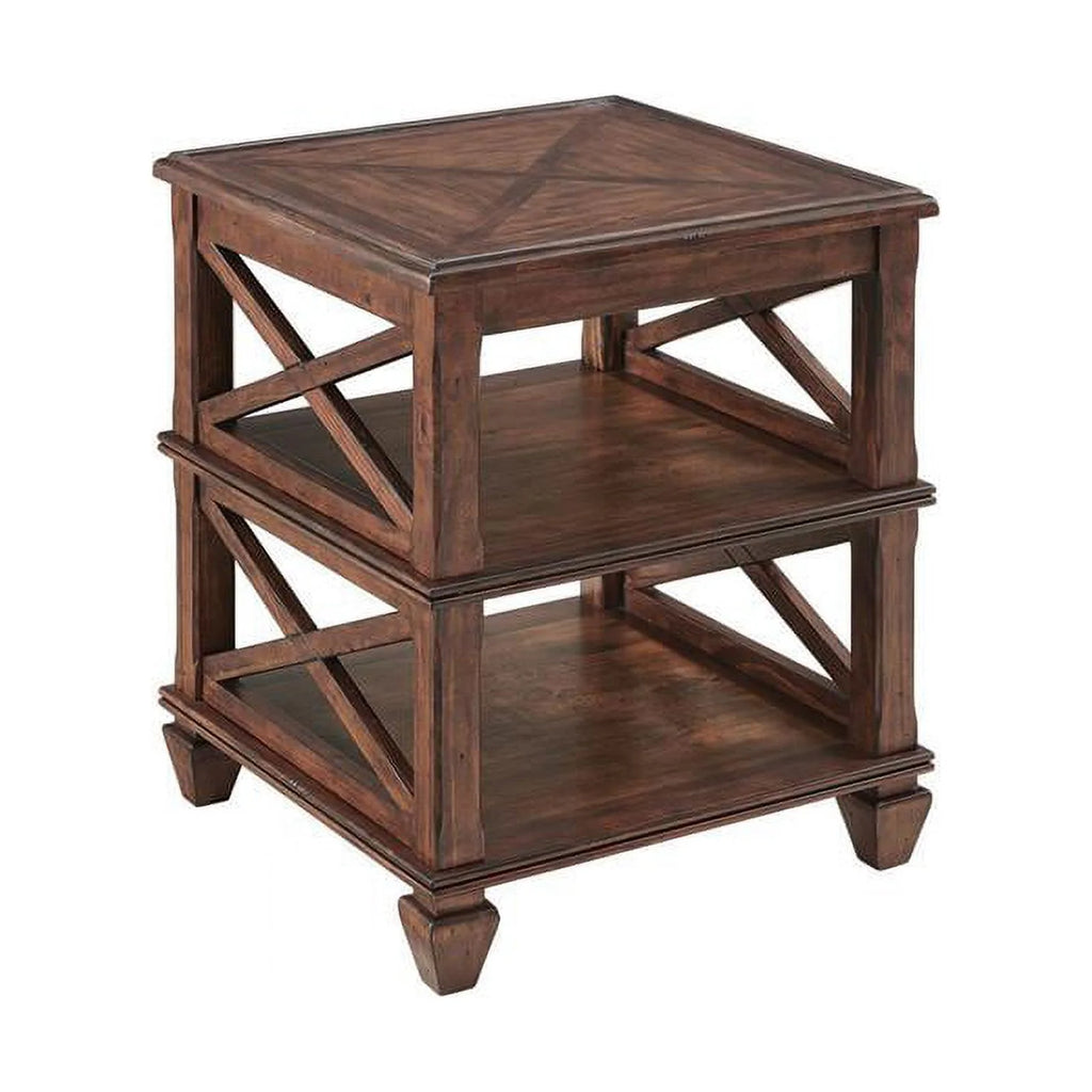 21" Square Wood End Table with Two Shelves Set of 2 B550