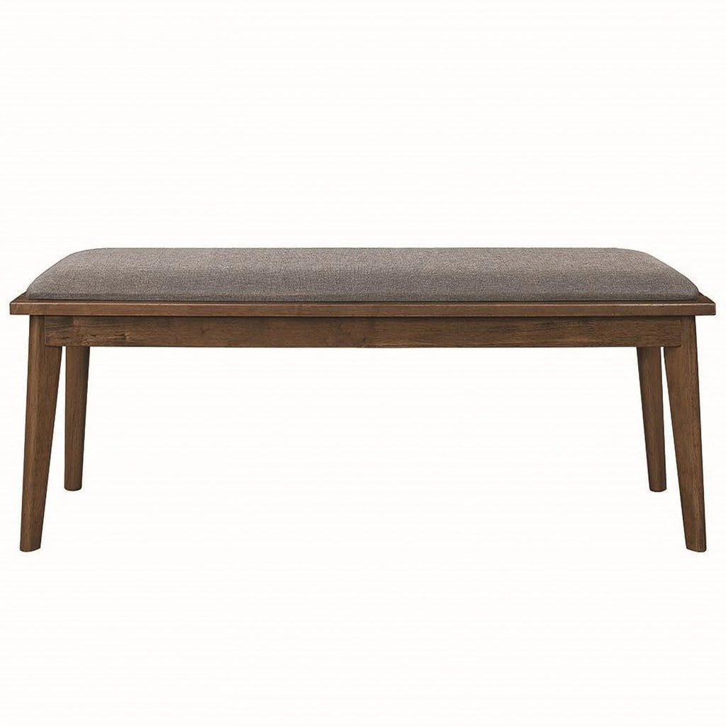 Grey and Natural Walnut Upholstered Dining Bench U392