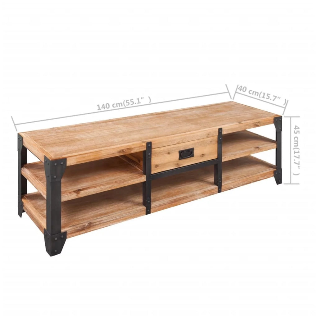 Reclaimed Wood TV Cabinet with Storage Shelves U455