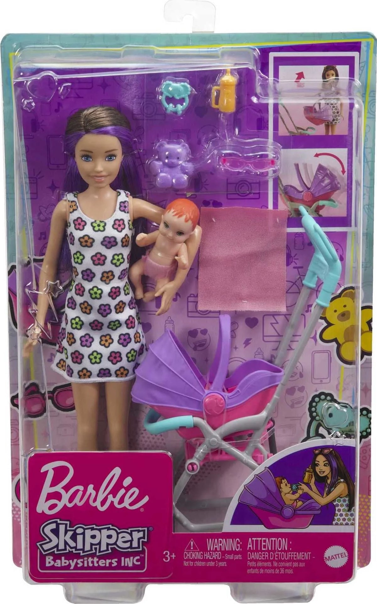Stroller Playset with Dolls and 5 Accessories R606