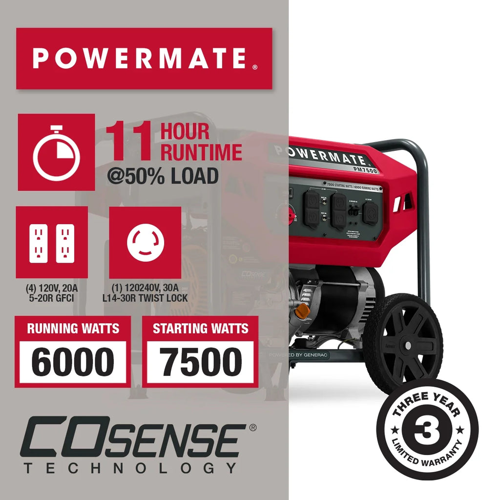 7500 Watt Dual Fuel Portable Generator H8790