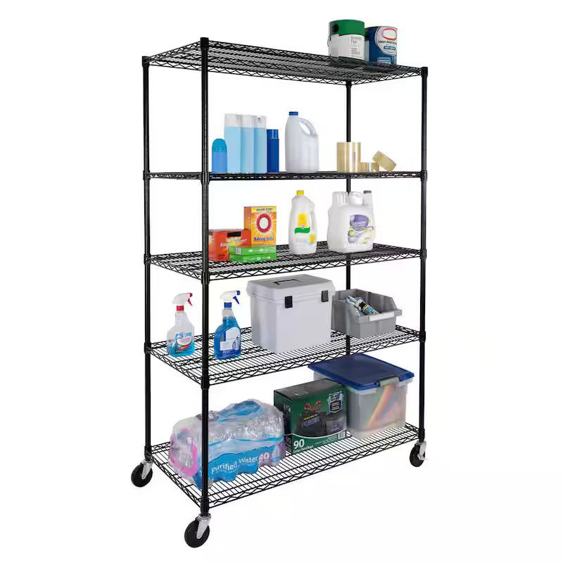Black 5-Tier Steel Wire Shelving Z269189