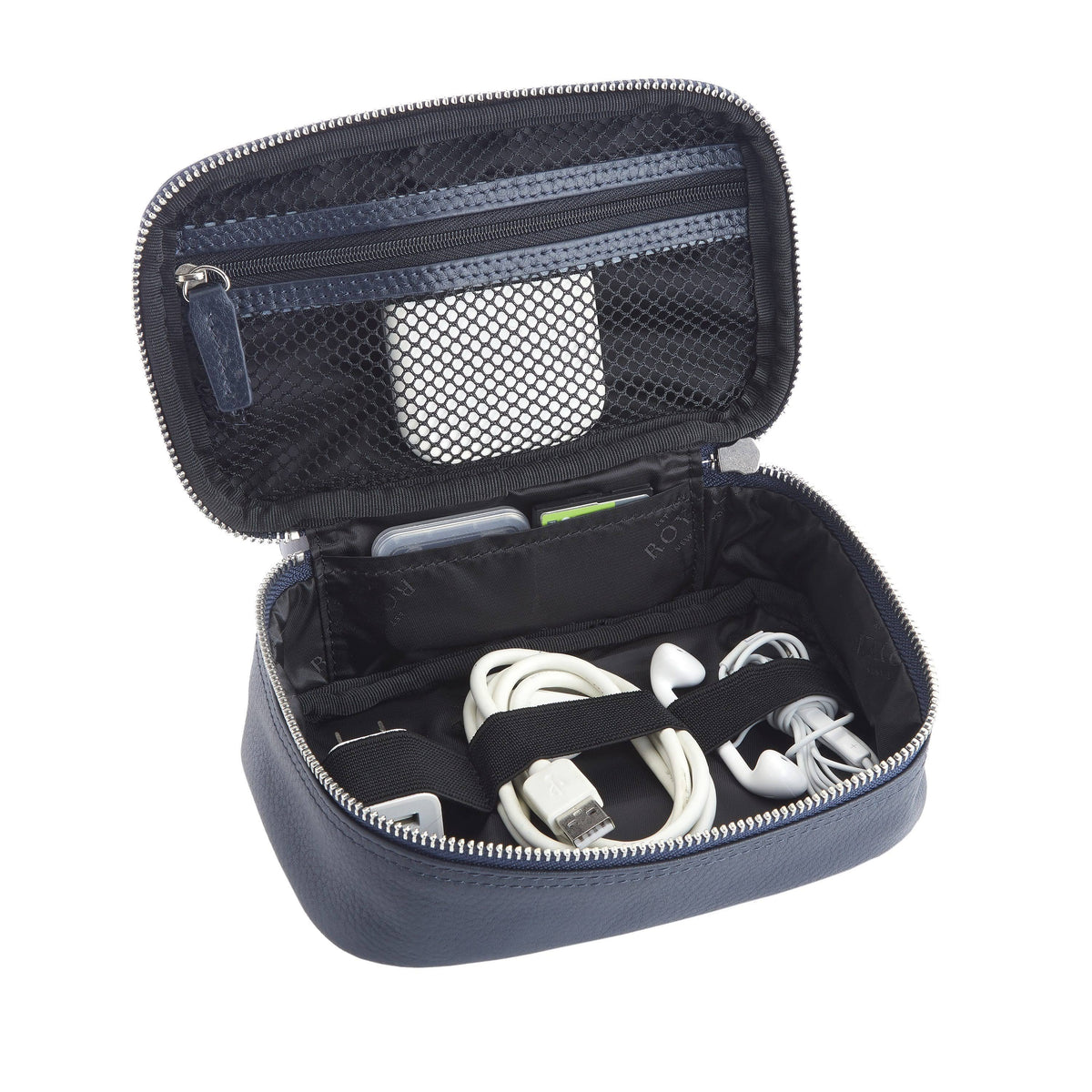 Navy Blue Leather Travel Storage Case S48384