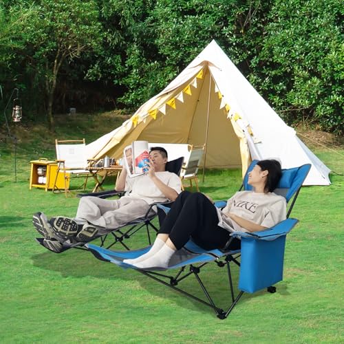 Reclining Camping Chair with Foot Rest Folding Lounger H205