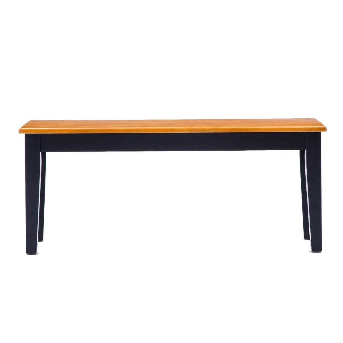 44 Inch Two Tone Dining Bench Tapered Legs Oak Jet Black Wood X3981