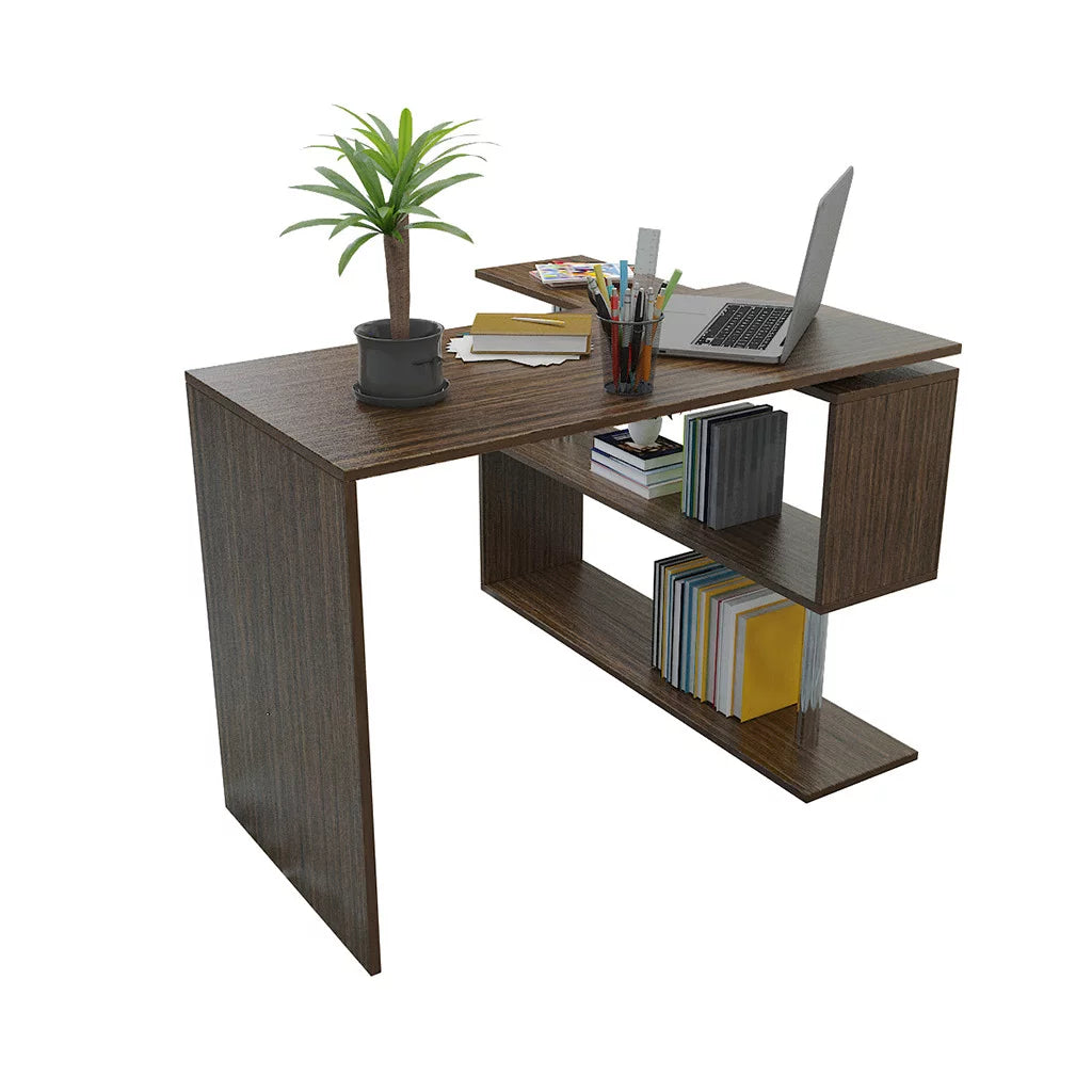 Brown L-shaped Computer Desk 170x74x50 Cm D4646