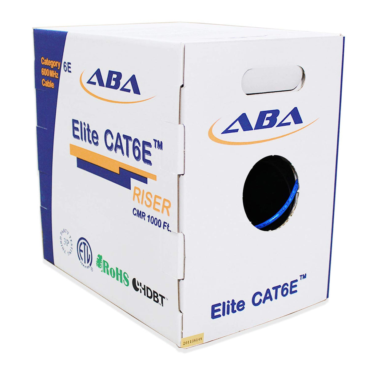 Cat6 CMR Riser Ethernet Cable 1000ft, 24AWG Solid Bare Copper, Orange O63881