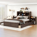 Full Size Wood Storage Bed with Bookcase Headboard and Trundle B599036