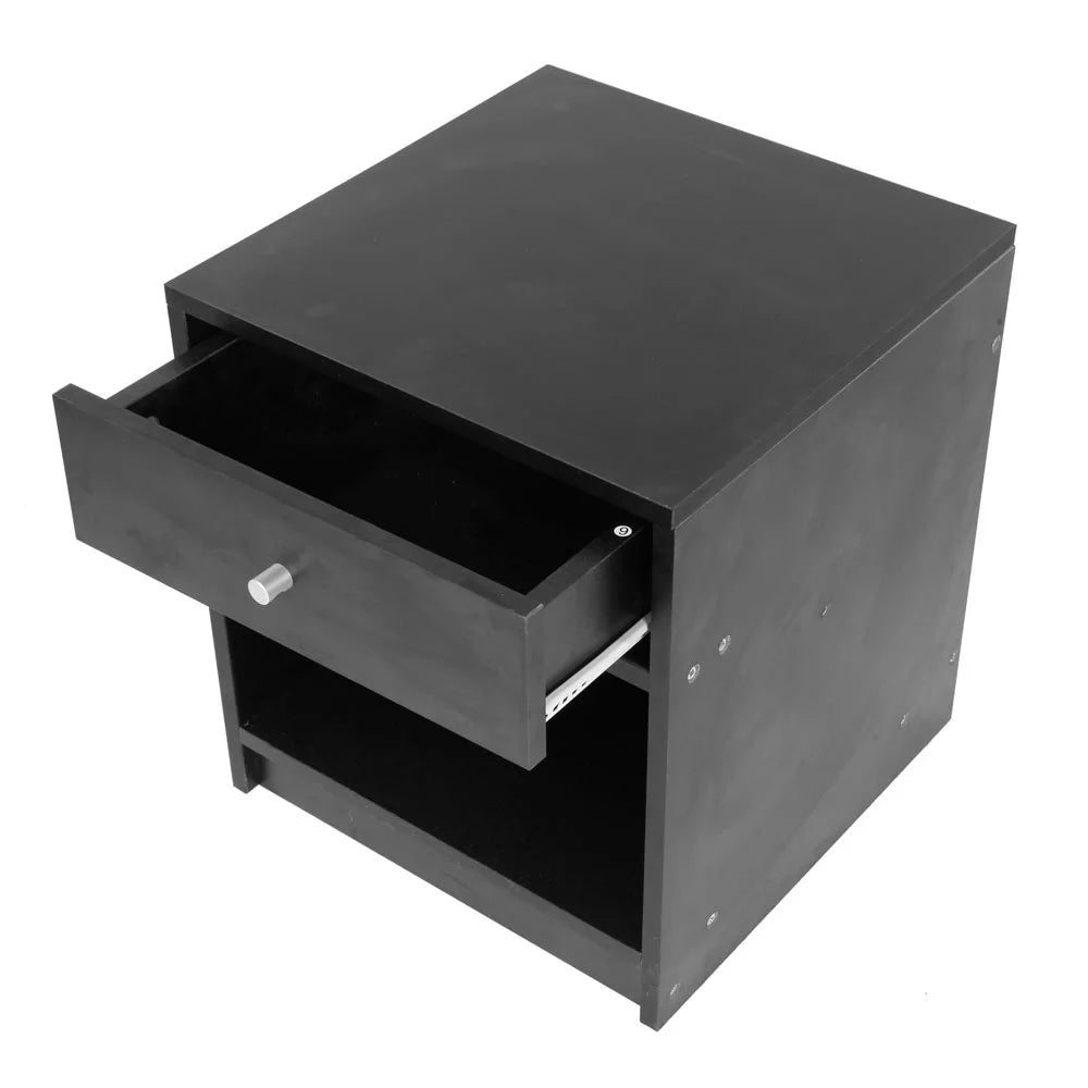 Black Wood 1 Drawer Bedside Table C381752