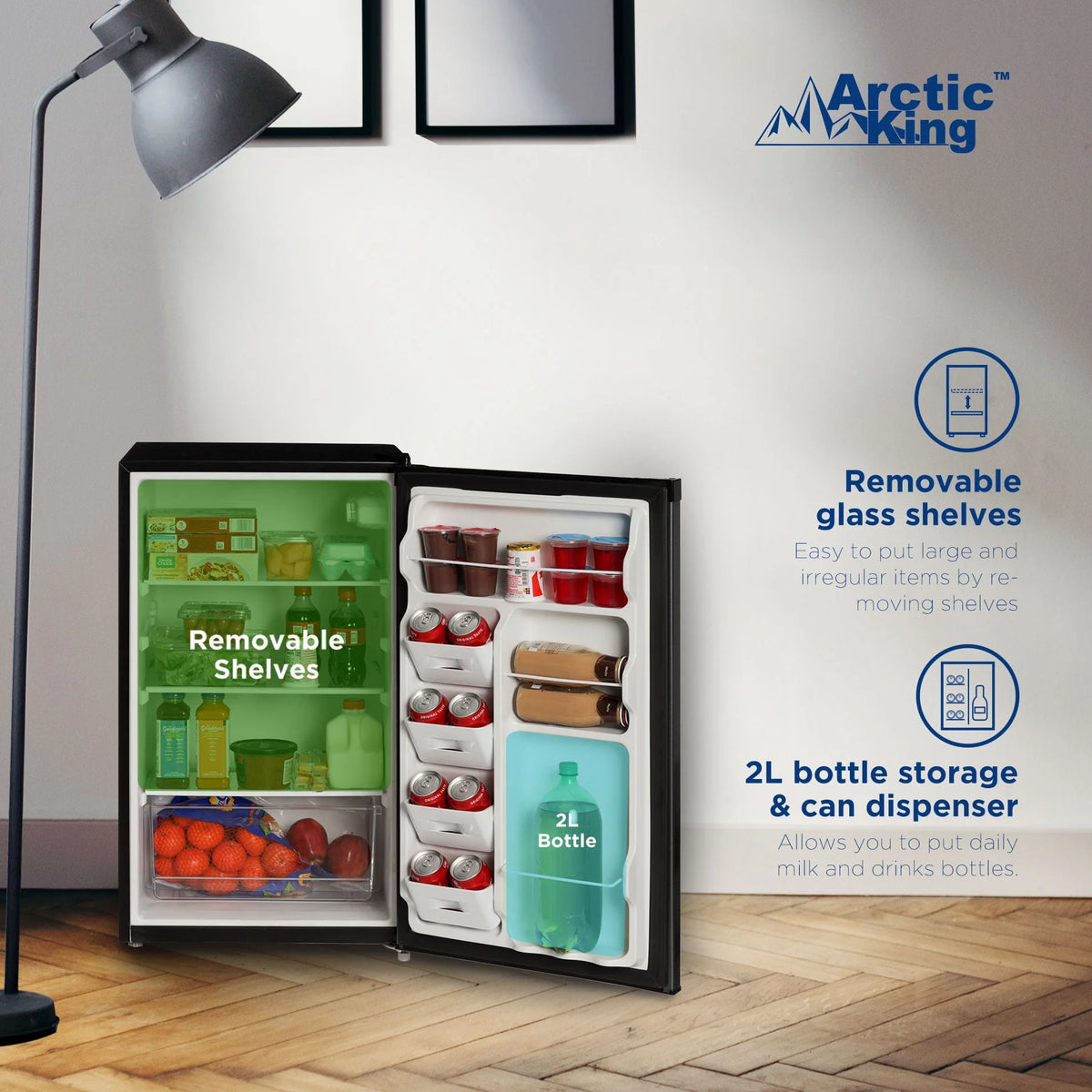 4.4 Cu ft One-Door Mini Fridge, Black Stainless Steel Look A453801