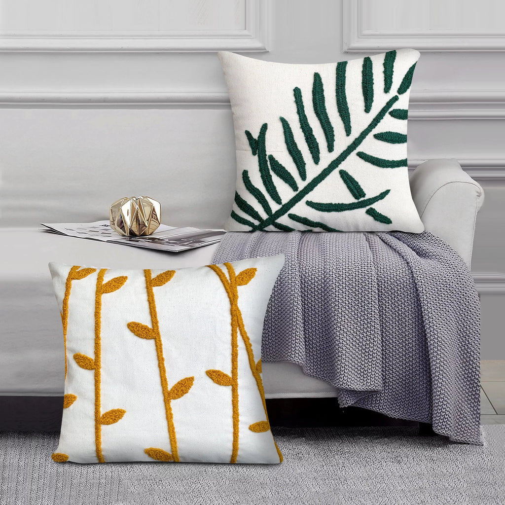 17 x 17 Inch 2 Piece Cotton Throw Pillow Set O410