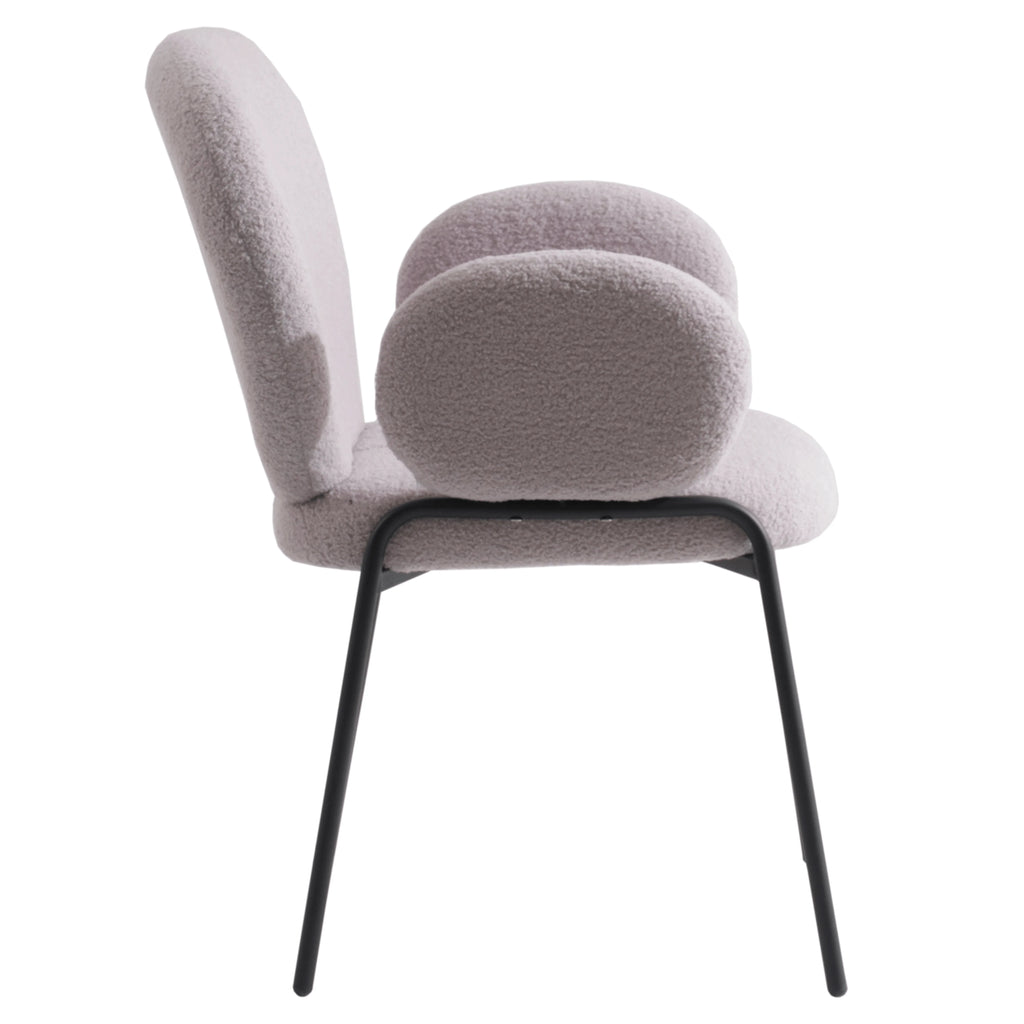 Grey Boucle Dining Chair with Arms I424403