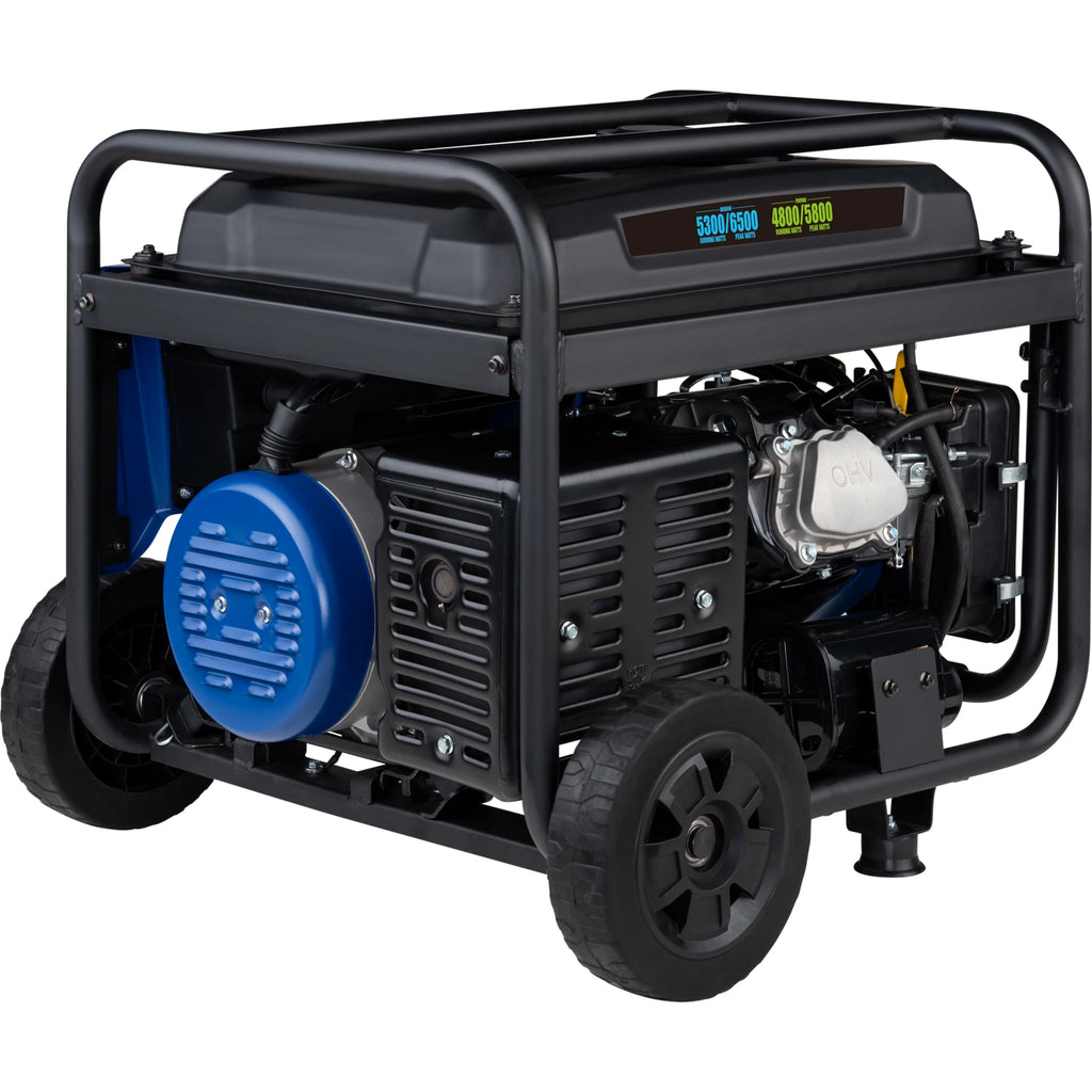 6500 Peak Watt Dual Fuel Portable Generator with CO Sensor and Wheel Kit O256