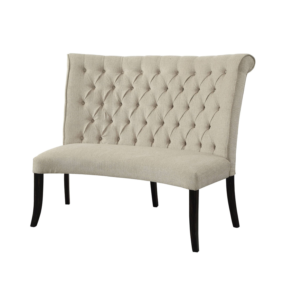 Ivory Button Tufted Loveseat Bench Z946952