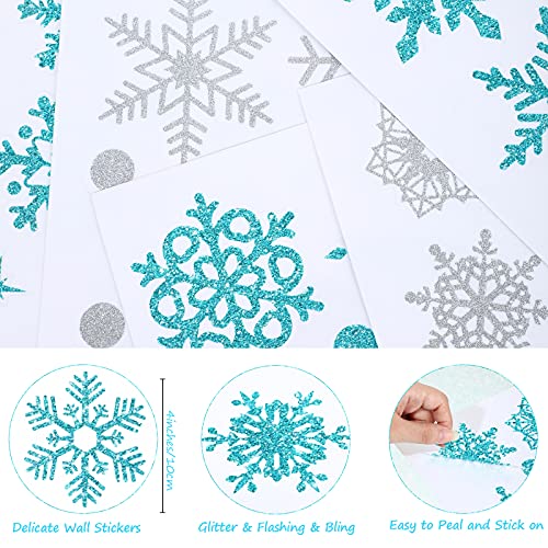 9 Sheets Snowflake Wall Decal Silver Window Clings Removable Stickers U965