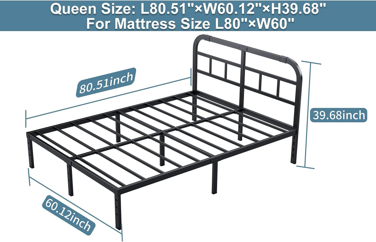 14” Heavy Duty Metal California King Bed Frame with Headboard C7817