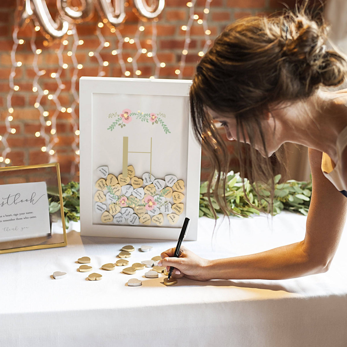 Floral Heart Drop Guestbook P5817