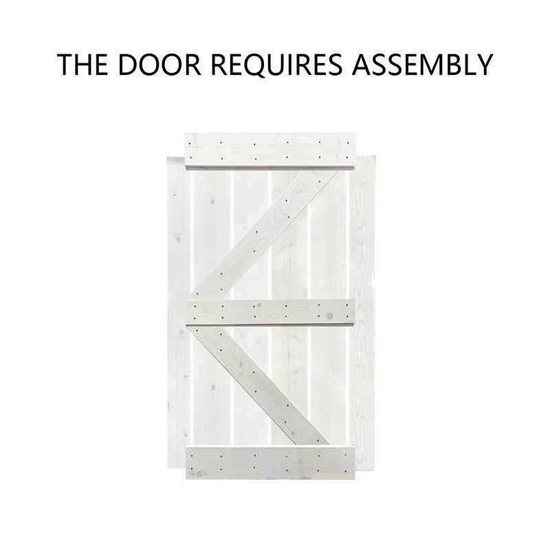 84 in. x 84 in. Oak Stained Knotty Pine Wood Interior Double Sliding Barn Door with Hardware Kit M942586
