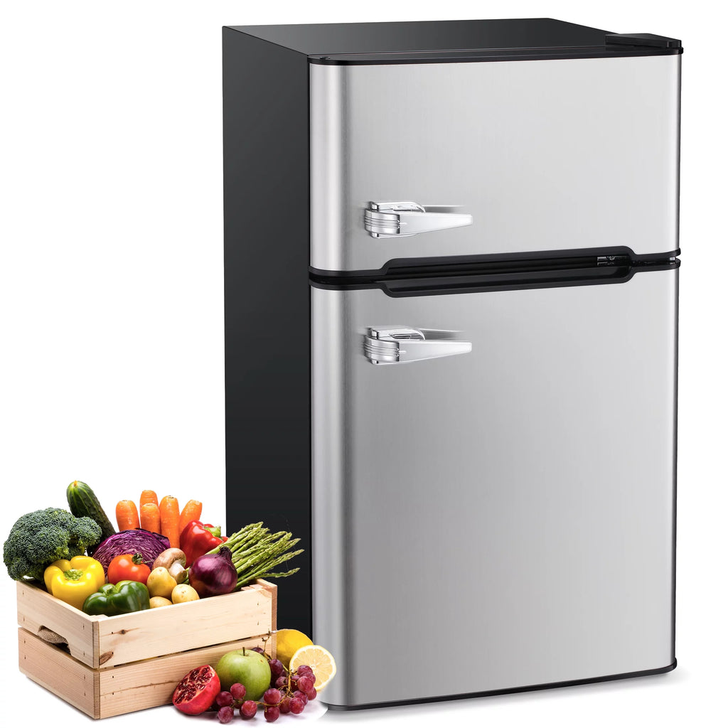 3.2 Cu.Ft Double Door Mini Fridge with Freezer, Black C847859