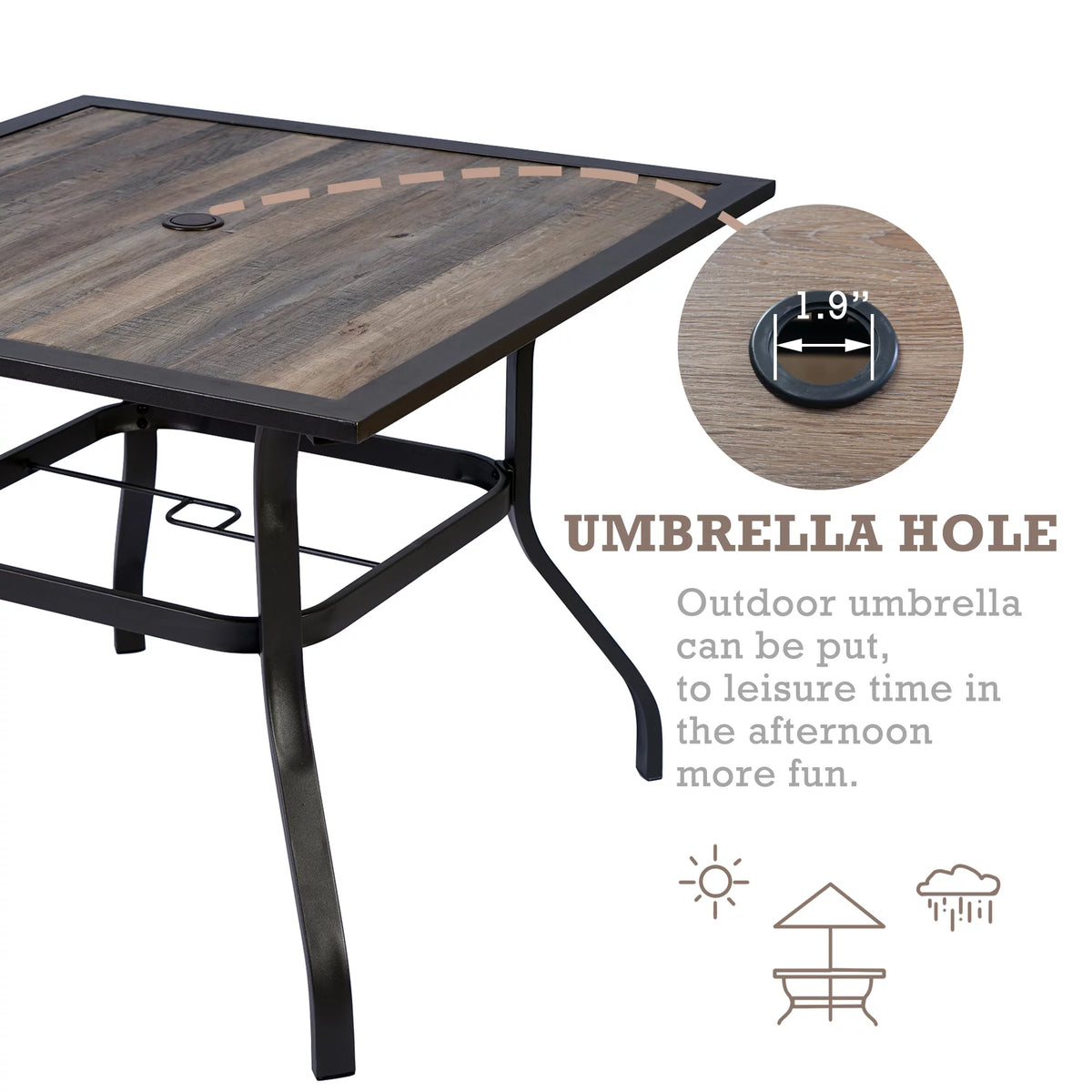 Outdoor Patio Dining Table 37" x 37" Brown N57305