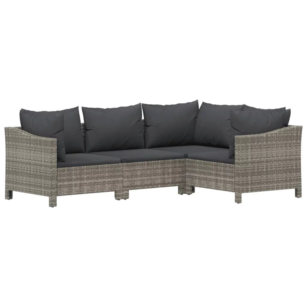 8 Piece Patio Set with Cushions Gray Poly Rattan M7823